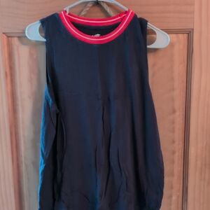Purple Sleeveless Top with Orange Trim